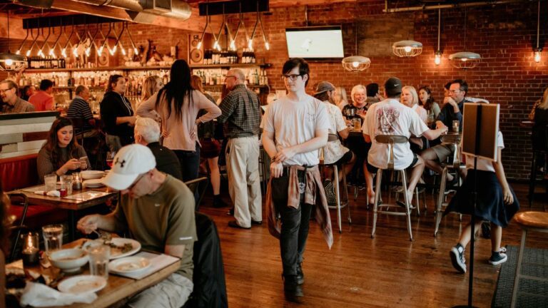 upscale bar with male server